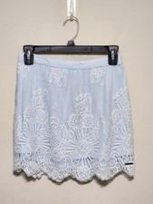 NWT Abercrombie  Fitch Women  s Light Blue Lace Lined Mini Skirt Size XS