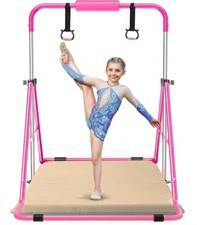 Gymnastics Bar with Self-Inflating Mat for Kids, Adjustable / Foldable / Sturdy