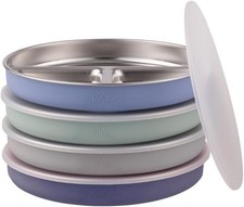 Stainless Steel Divided Plates Silicone Sleeve and Storage Lid Baby, Toddler