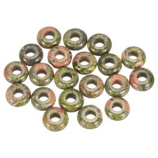 20pcs Natural Stone Beads 6x12mm Large Hole Craft Beads, Flower Green