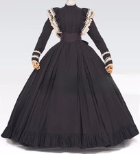 1860s Black Mourning Wedding Dress Victorian Colonial Civil War Countess