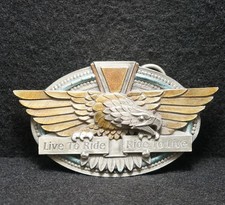 WH15151 NOS VINTAGE 1996 LIVE TO RIDE, RIDE TO LIVE MOTORCYCLES BELT BUCKLE