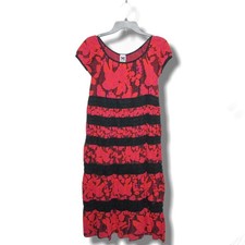 M MISSONI Women's sz 40 Red Black Floral 2015 Spring Collection Dress