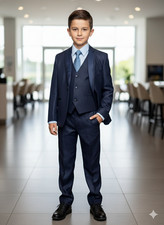 TAZIO Boys Navy Blue Classic Outdoor 5 Piece Pants Shirt Suit Set Size 10 New