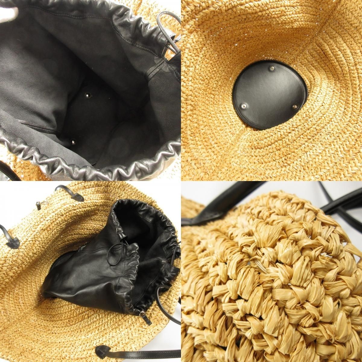 JIL SANDER Sombrero Raffia Tote Bag 2way Shoulder Bag Natural 