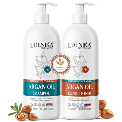 Argan Oil Shampoo and Conditioner Set with Biotin, Repairs Dry & Damaged Hair, D