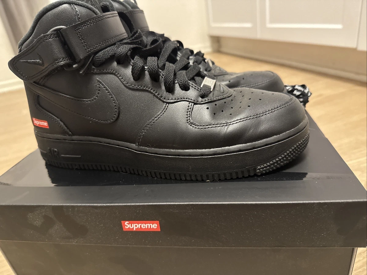 Nike Supreme x Air Force 1 Mid Box Logo - Triple Black for Sale
