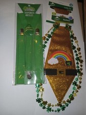 ST PATRICK DAY TIE W/BEAD AND SUSPENDER