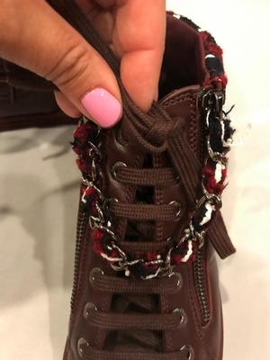 CHANEL シューズ CHANEL 15K Leather Zip Chain High Hi Top Sneakers Kicks Shoes