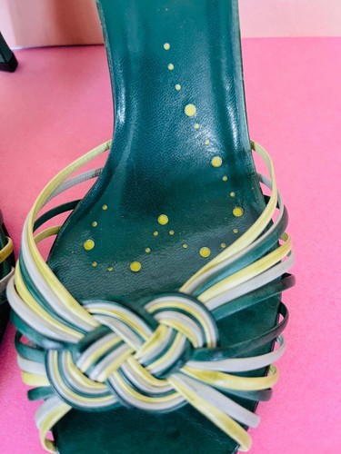 Rari sandali intrecciati vintage Find Faith in pelle verde. Nuovissimo. Taglia UK4/IT37 - Foto 4 di 8