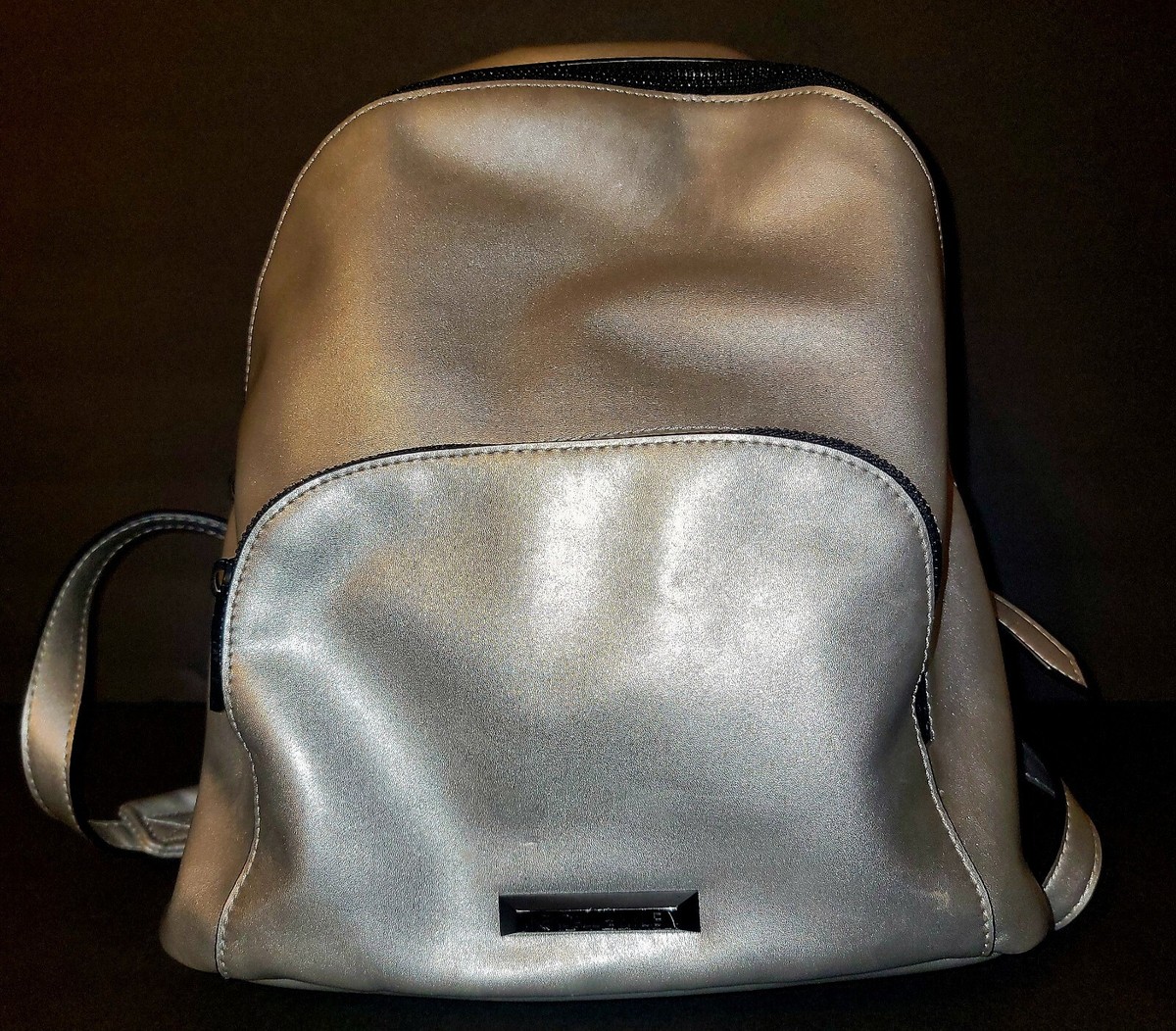 Kendall & Kylie Metallic Silver Backpack Kendall And Kylie Silver Gray Studded Mini Backpack Used  main image 2