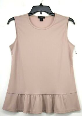 Halogen Womens Solid Crewneck Knit Sleeveless Ruffled Peplum Hem Top NWT $49