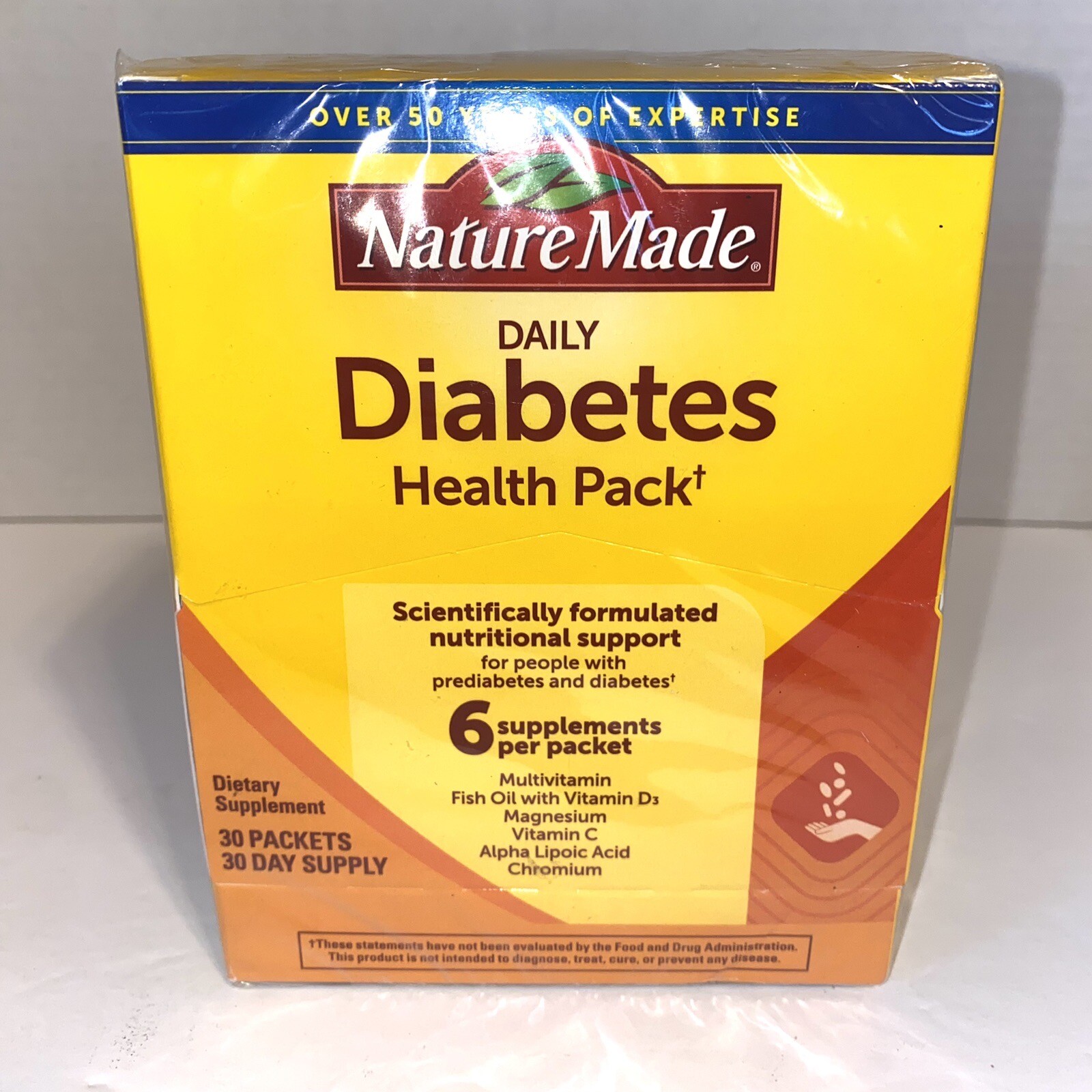 Nature Made Daily Diabetic Health Pack 30 Packets, 30 Days Supply Exp