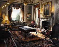 Newport Mansions with elegant decor oil painting 8x10 Print