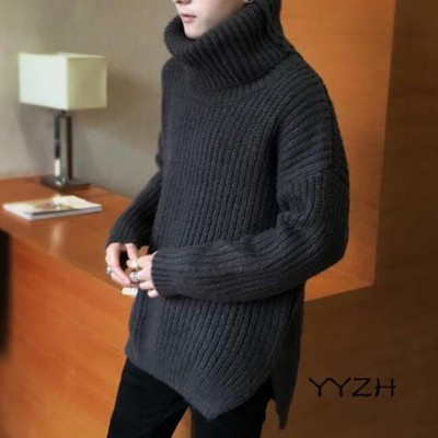 Mens Loose Fit Turtleneck Casual 