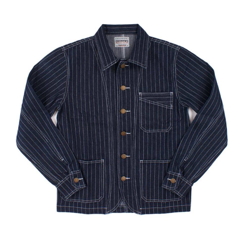 Mens Spring and Autumn Casual Denim Jean Trucker Jacket Blue Dark Wash Coat