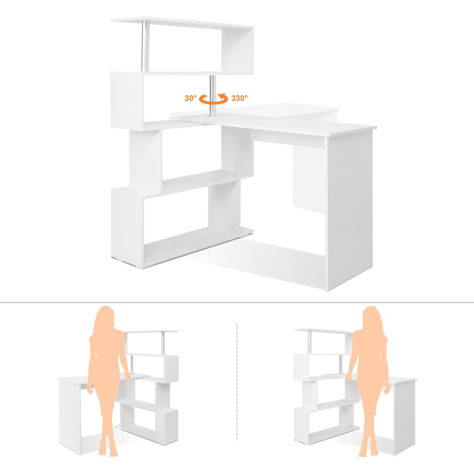 MONDEER 360° L-Shaped Computer Desk Corner PC Table Office Adjustable ...