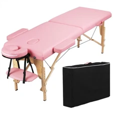 Wood Professional Massage Table Portable Salon Spa Lash Bed Therapy Table 2 Fold