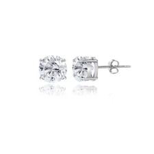 Sterling Silver White Sapphire 3mm Round Stud Earrings