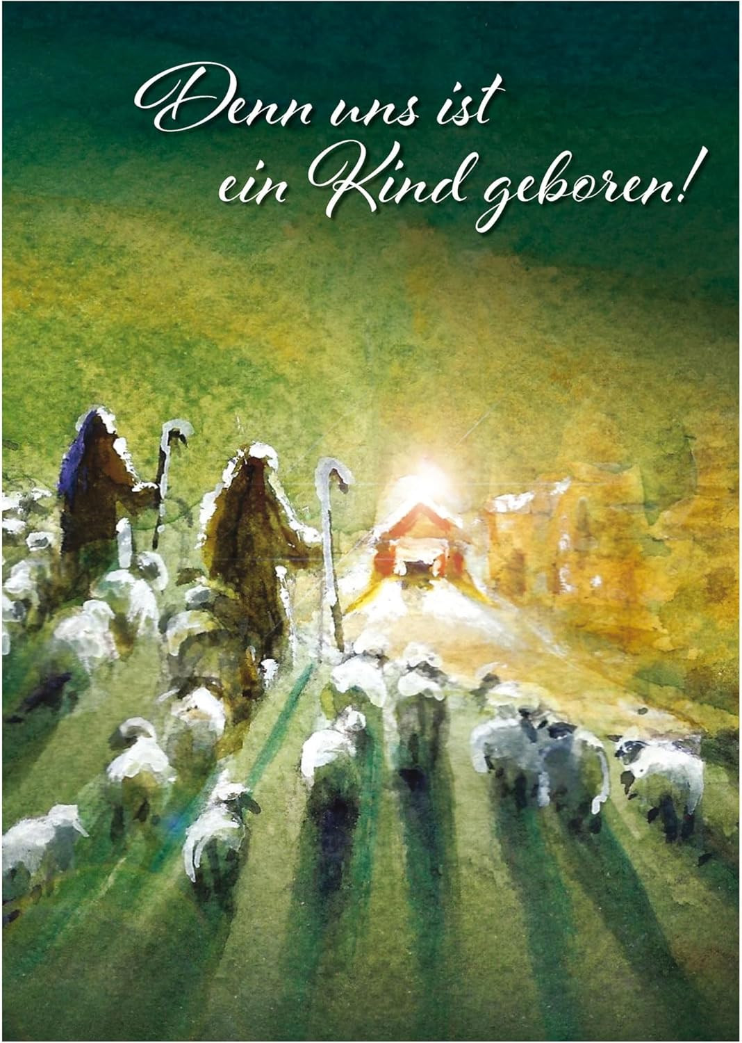 Christliche Weihnachtskarten mit Umschlag Set 10 Stück - Hirten, 10er Set A6 Wei