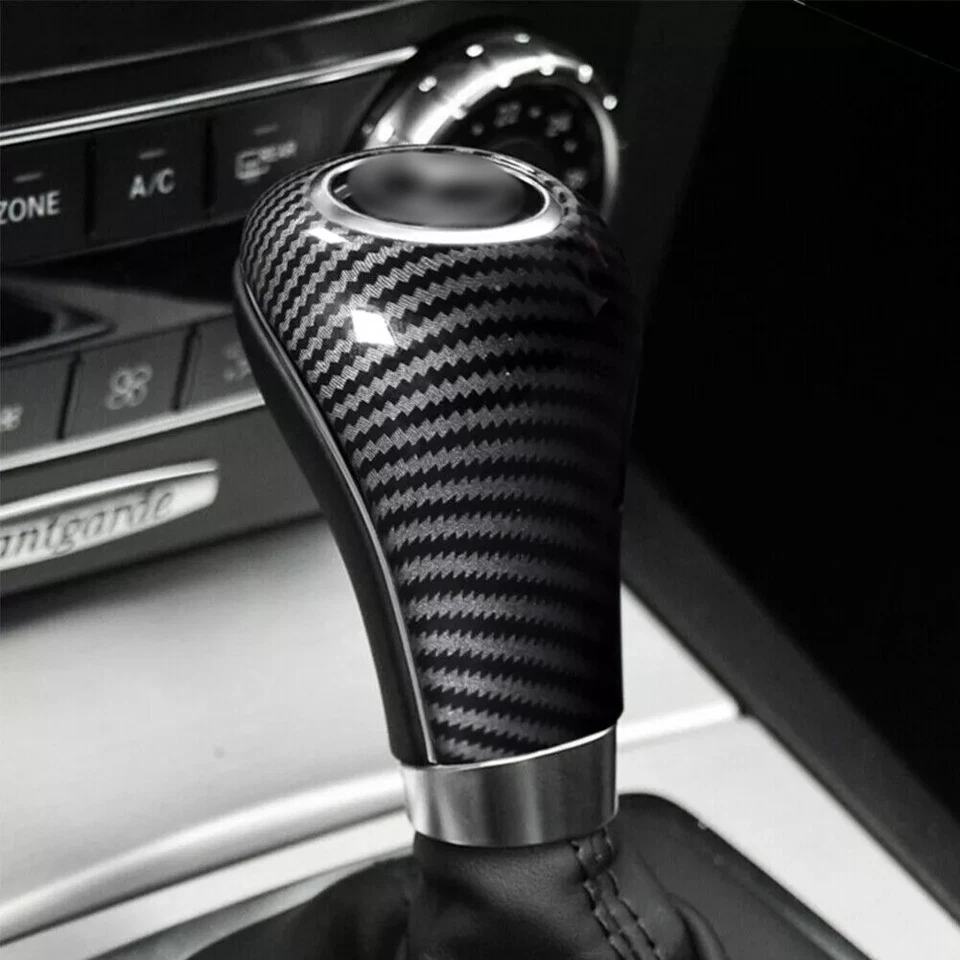 Carbon Fiber Pattern Shift Knob Cover Shell For Mercedes-Benz W204 300 350 55 63 Foto 4 de 4