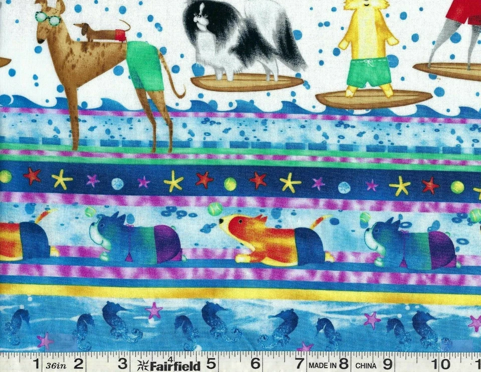 Surfing Hound Dogs Stripes de Studio E bty Foto 3 de 3