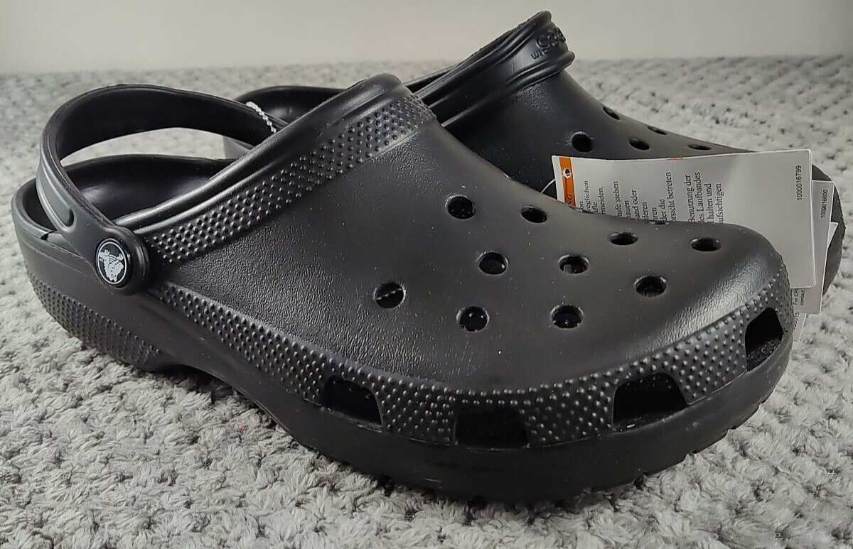 Crocs Men's Classic Clog Slip-On Sandal- Shoe Style 10001-Size M11-Black
