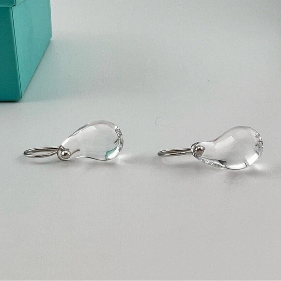 RARE Tiffany & Co. Platinum Crystal Teardrop Earrings Elsa Peretti - Image 3 of 4