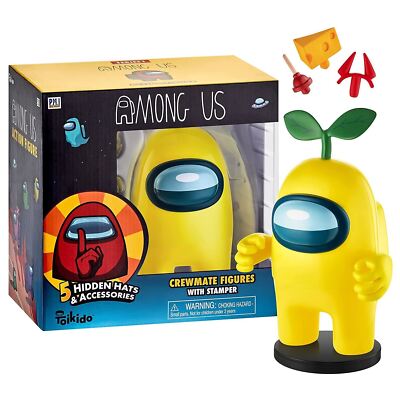 Among Us Stamper Yellow Crewmate Plant Hat 7'' Video Game Character Figure