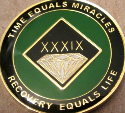 Narcotics Anonymous NA Green 39 Year Recovery Medallion Coin Chip
