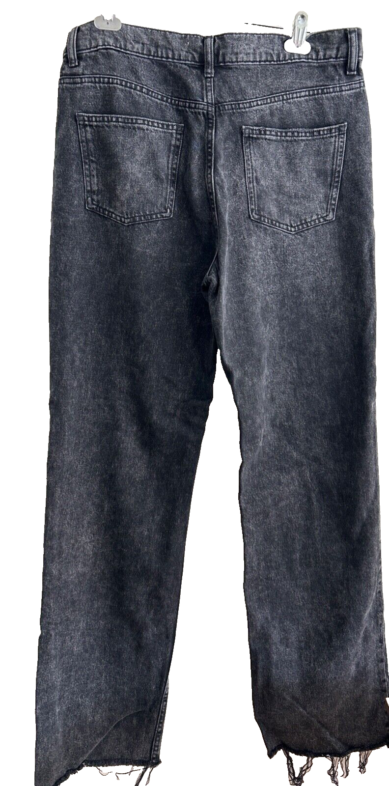 zara jeans women washed black frayed bottom the 90s full length high rise wide eBay