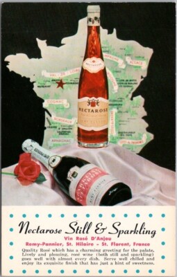 Vintage 1950s NECTAROSE WINE Advertising Postcard ''Vin Rose D'Anjou'' France