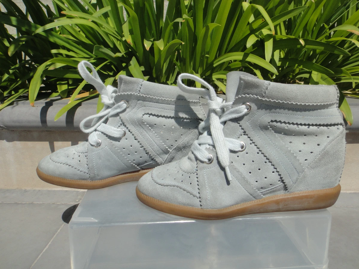 Marant BOBBY Gray Light Blue Suede Sneaker Hidden Wedge EUR37, eBay