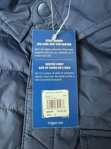 Huk Men's Tarpon Quilted Insulated Lined Shacket Jacket Sz L Blue NEW~~ - Picture 4 of 7