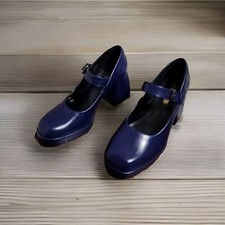 New Dream Pairs Platform Chunky Heel Mary Janes Buckle Strap Blue Women's Sz 8.5