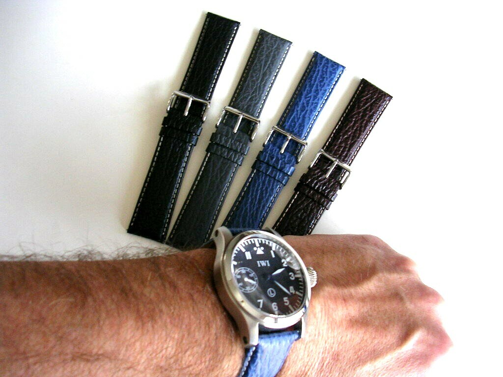 24mm Grey Sharkskin Calf XL Quick Release Shark watchband strap IW SUISSE 22 USA