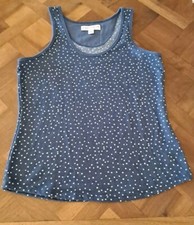 Live Love Lounge Karen Neuburger Pajama Top Small Blue Polka Dot Soft Luxury