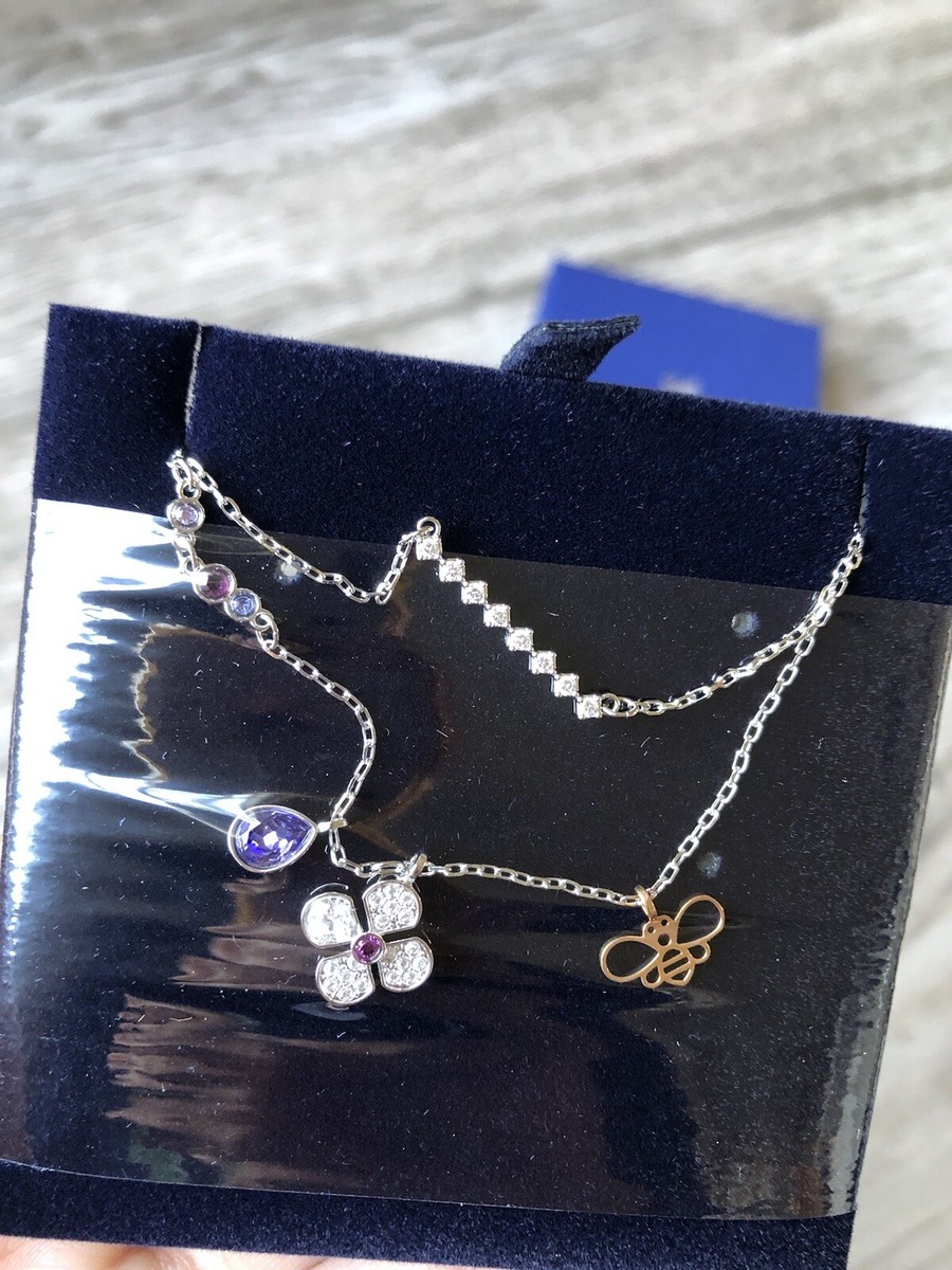 New Swarovski Glowing Clover Necklace Purple - 5273297 | eBay