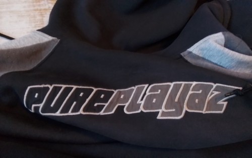 Y2K Pure Playaz Jacket Mens XL Distressed Hoodie Logo Hip Hop Rap Streetwear - Picture 13 of 15