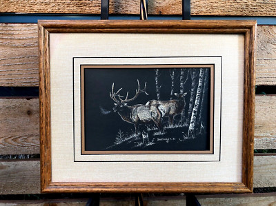 MORNING ELK (1990), by Dean Bartholet. Framed-Signed-Excellent Condition