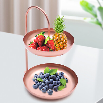 Neu 2 Schicht Eisen Servierplatte Snackschale Fr��chtekorb Obstkorb Obstschalen
