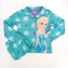 Disney Frozen Elsa, Snow flakes Turquoise Coat flannel PJ Set Size 8 AB4
