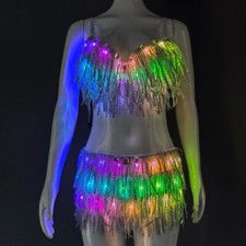 LED Glowing Bra Shorts Fashion Suits Belt Show Reflective Bra Belly Dancer