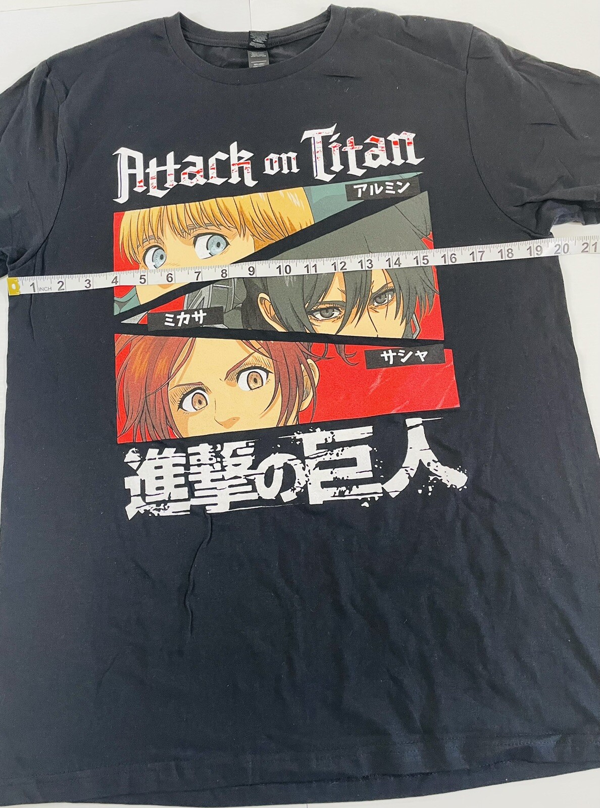 FILA Camicia nera Attack On Titan da uomo taglia media stampa errata braccio della morte record sul retro