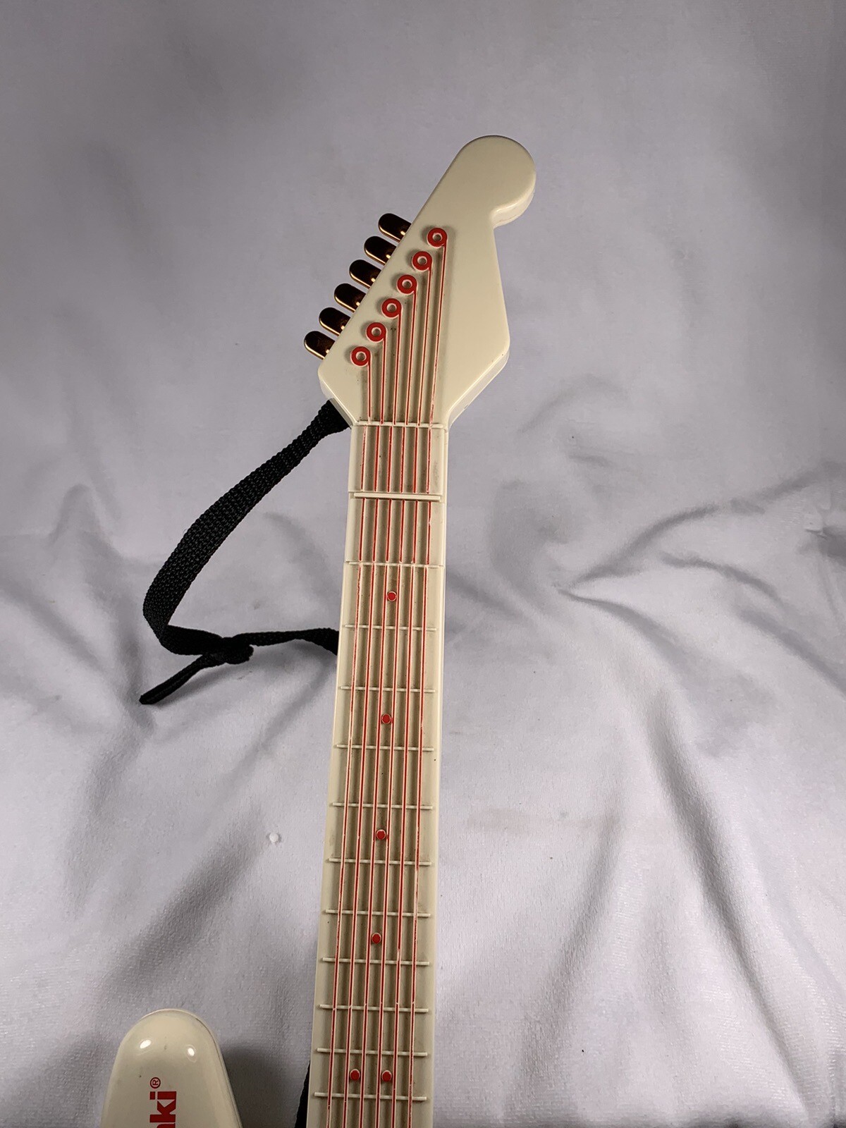 Vintage Kawasaki Kids Toy Guitar Electronic Music Toys White Gold Red