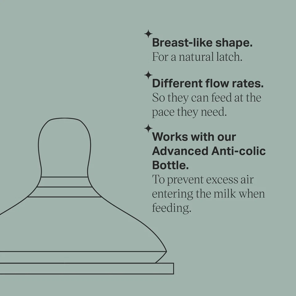 Pezones para biberón anticólicos avanzados Tommee Tippee, flujo medio, 3M+, paquete de Foto 3 de 4