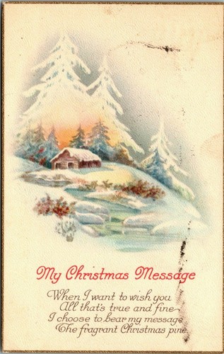 Vintage 19 S Winter Snow Cottage Cabin Creek Scene Christmas Message Postcard Ebay