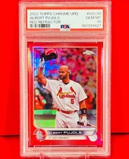 2022 ALBERT PUJOLS TOPPS CHROME RED REFRACTOR JERSEY #5/25 PSA 10 POP=1 #50 1/1