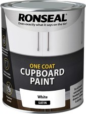 Ronseal One Coat Cupboard Paint White Sat 750ml