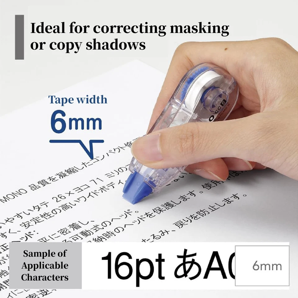 Tombow MONO Correction Tape CT-CC6 6mm x 6m 10 Pack Non-Refillable Type Japan - Image 3 of 4